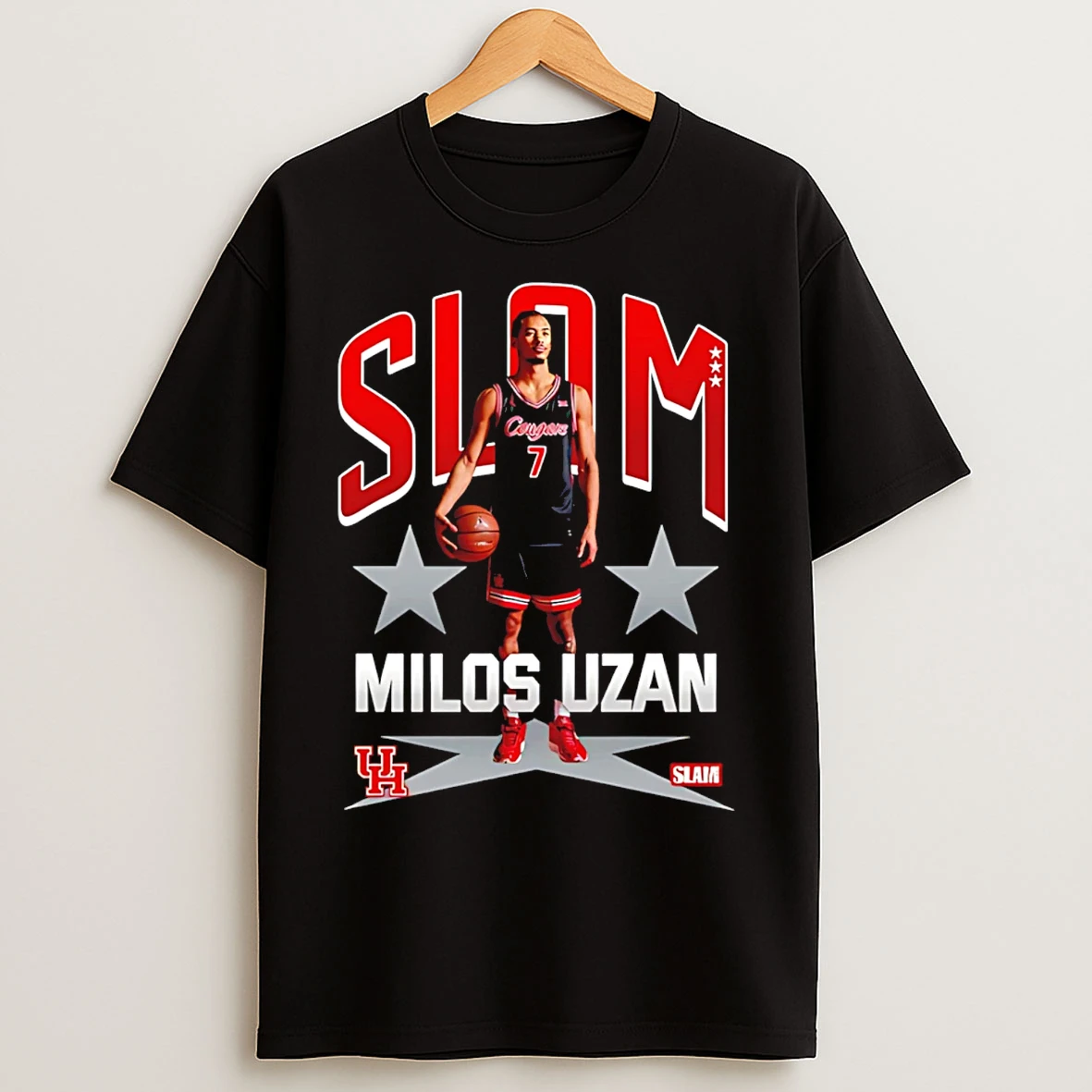 Classic Milos Uzan Houston Cougars Slam Graphic T Shirts