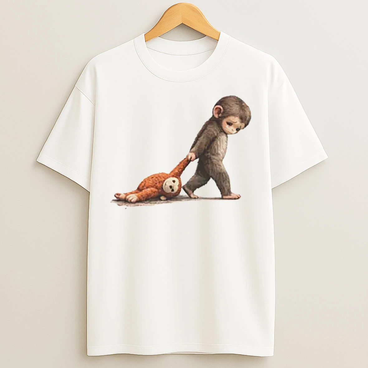 Classic Monkey Illustration Baby Punch Monkey T Shirts