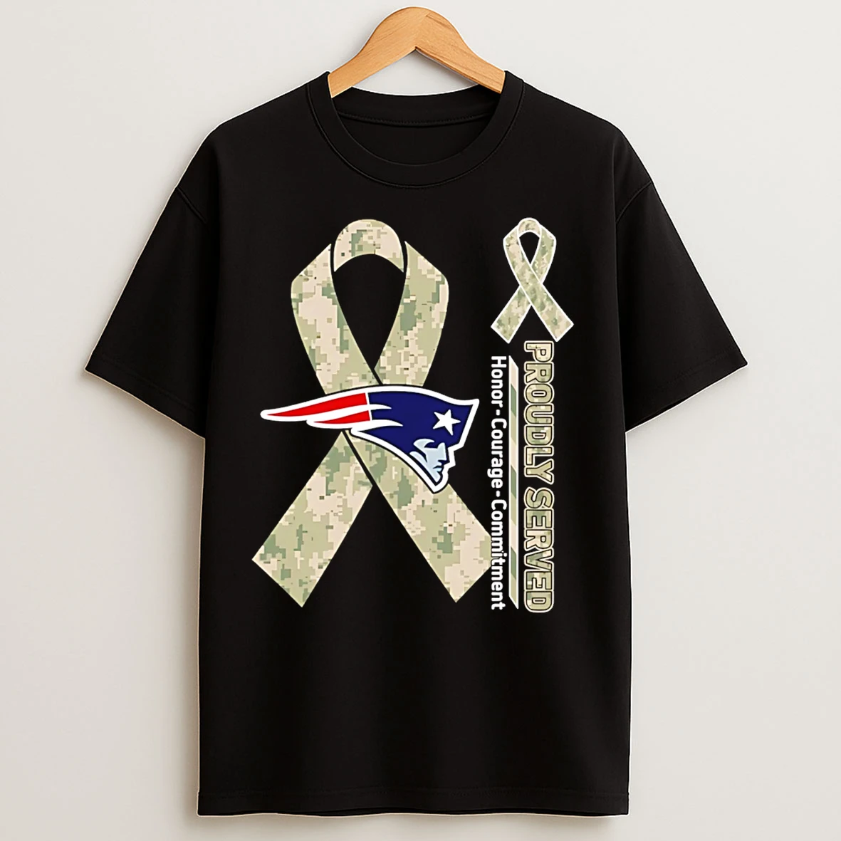 Classic New England Patriots Proudly Served Honor Courage Commitment T Shirts