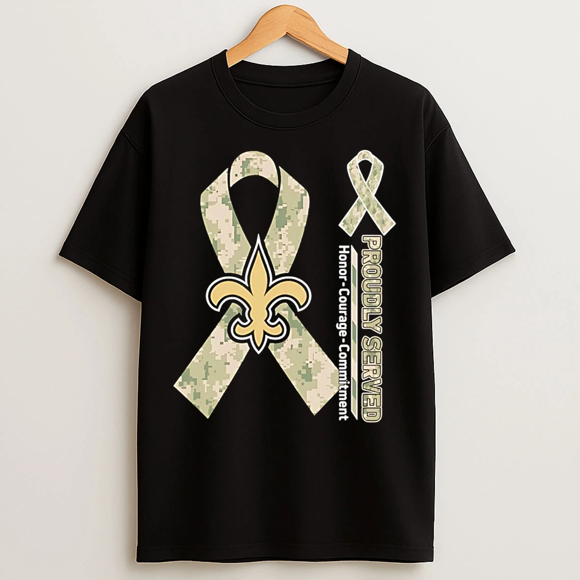 Classic New Orleans Saints Proudly Served Honor Courage Commitment T Shirts