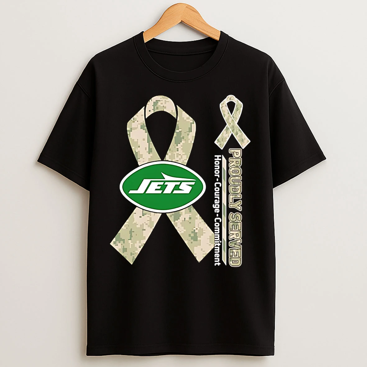 Classic New York Jets Proudly Served Honor Courage Commitment T Shirts