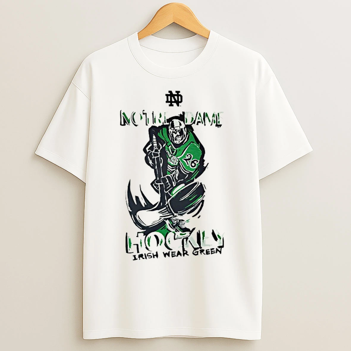 Classic Notre Dame Fighting Irish Hockey Irish Wear Green T Shirts