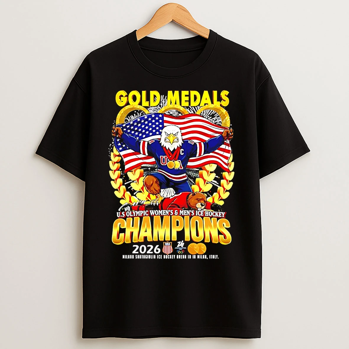 Classic Olympic Ice Womens And Mens Hockey Champions 2026 Usa T Shirts