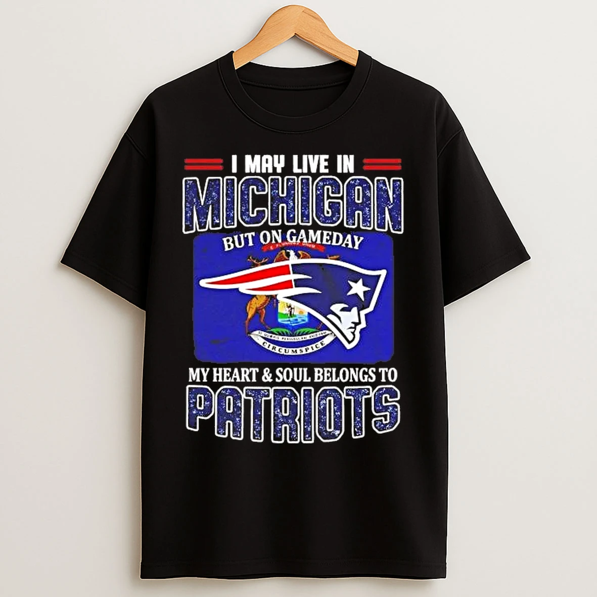 Classic On Gameday My Heart And Soul Belongs To Patriots I May Live In Michigan T Shirts