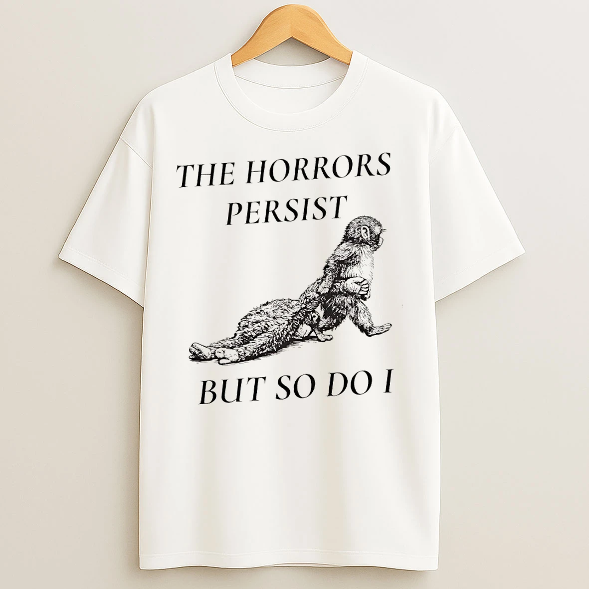 Classic Panchi Kun Punch Monkey The Horrors Persist But So Do I Vintage T Shirts