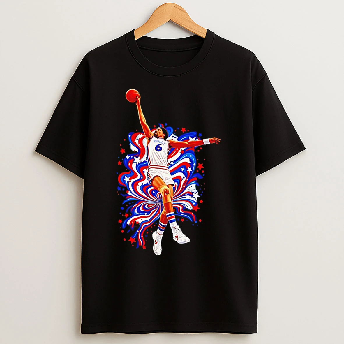 Classic Phunkadelic Dr J Philadelphia Basketball Graphic T Shirts