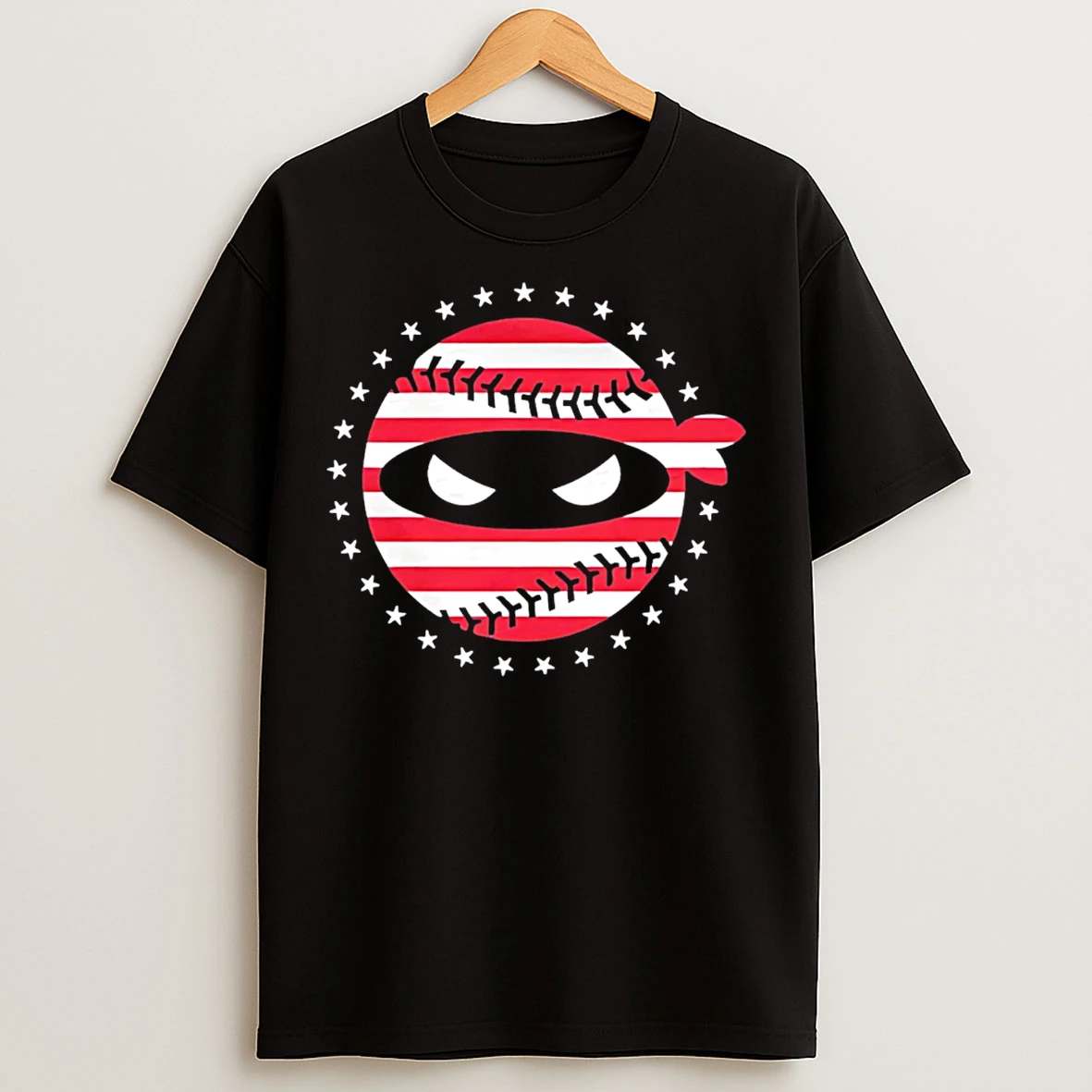 Classic Pitching Ninja Usa Flag Baseball T Shirts