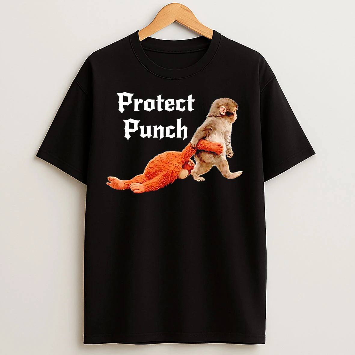 Classic Protect Baby Monkey Punch Cartoon T Shirts
