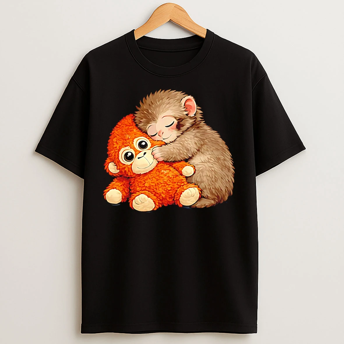 Classic Punch The Monkey Cuddling Plush Toy T Shirts