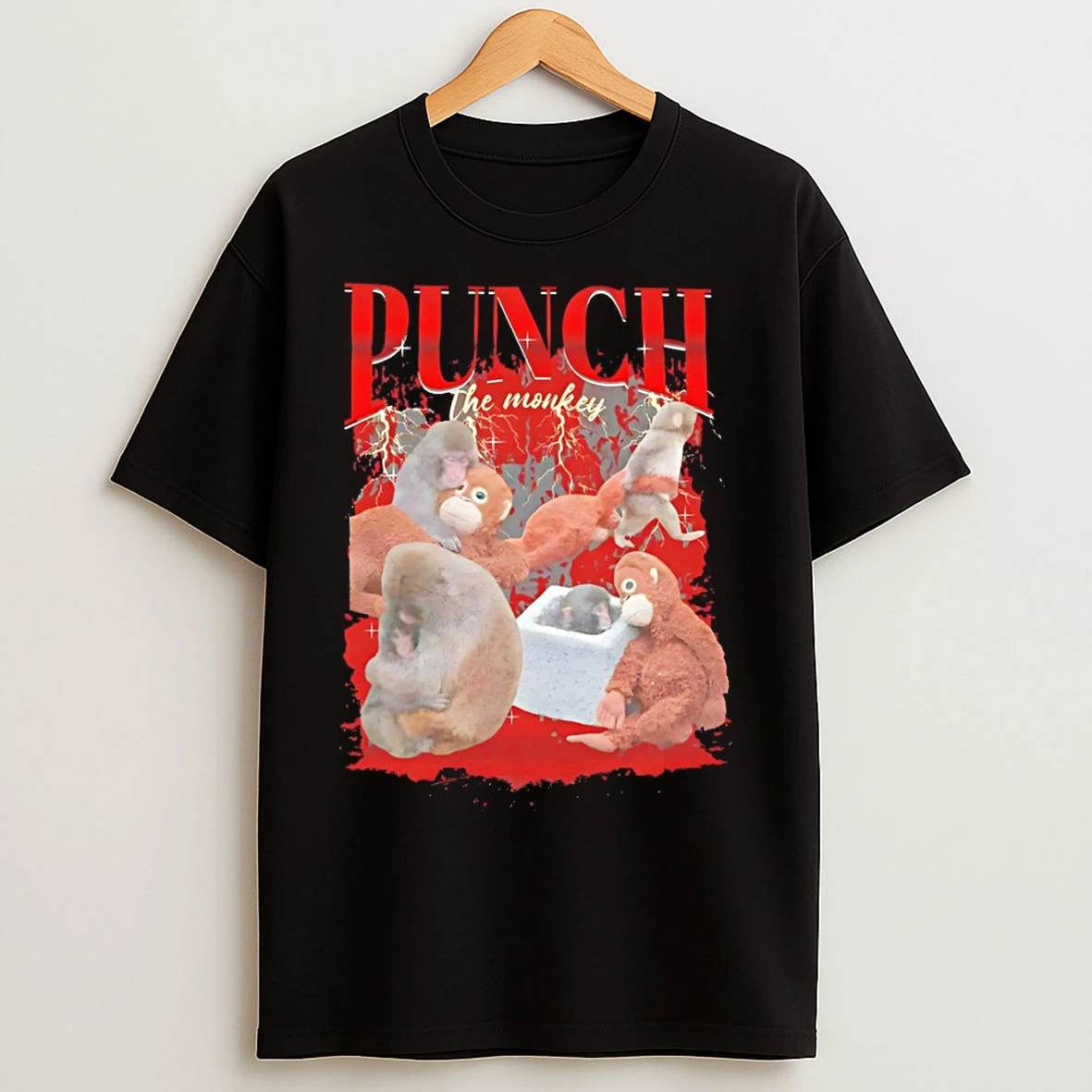 Classic Punch The Monkey Empathetic Meme Graphic Vintage T Shirts