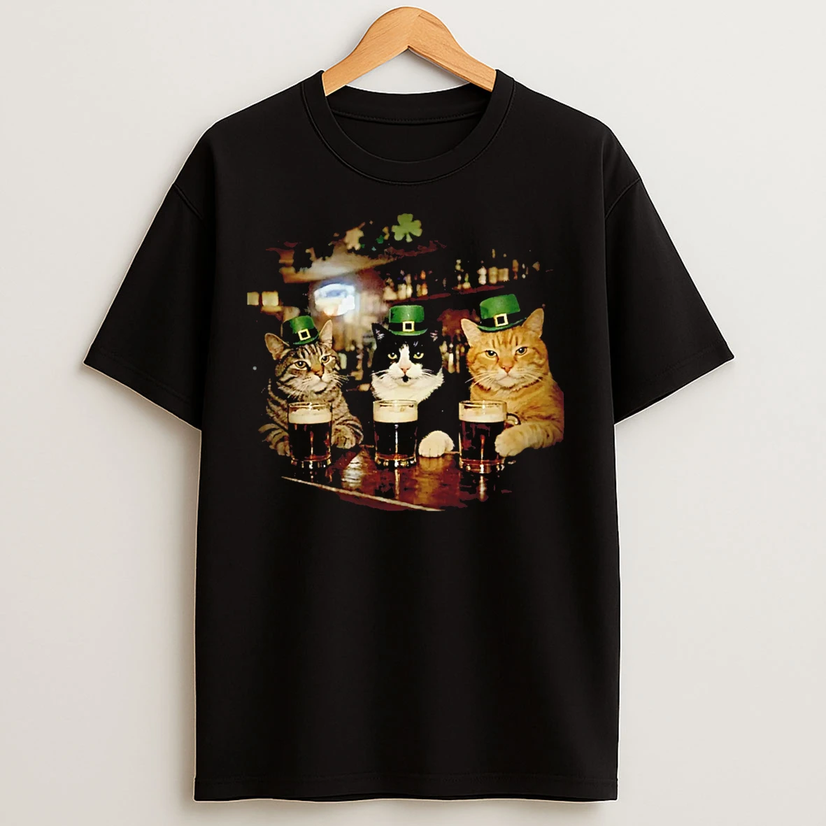 Classic Saint Patrick Cats Graphic T Shirts