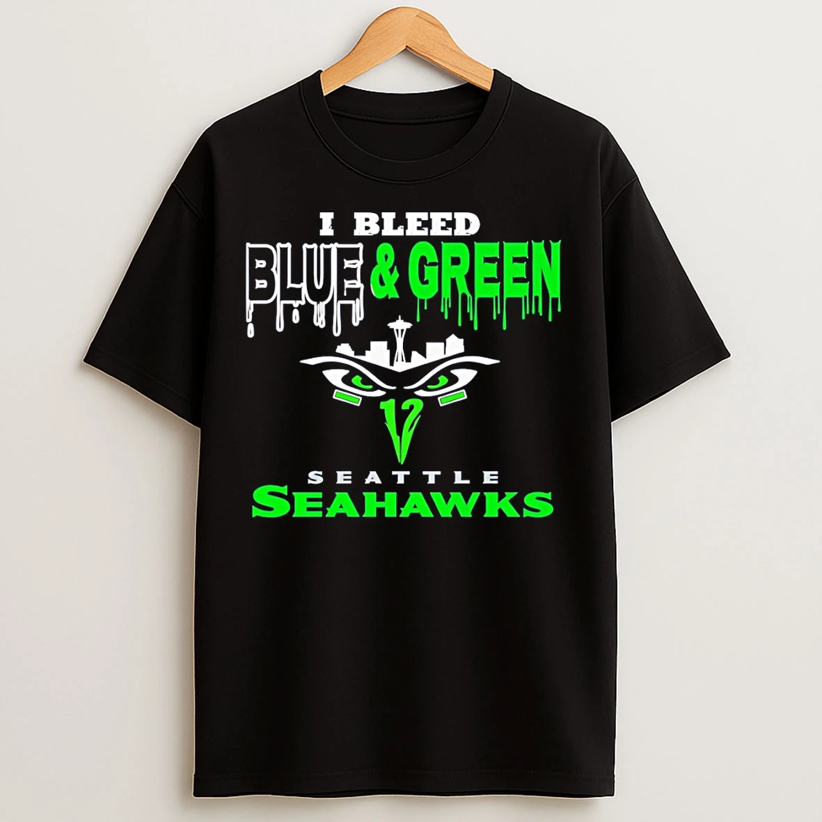 Classic Seattle Seahawks I Bleed Blue Green T Shirts