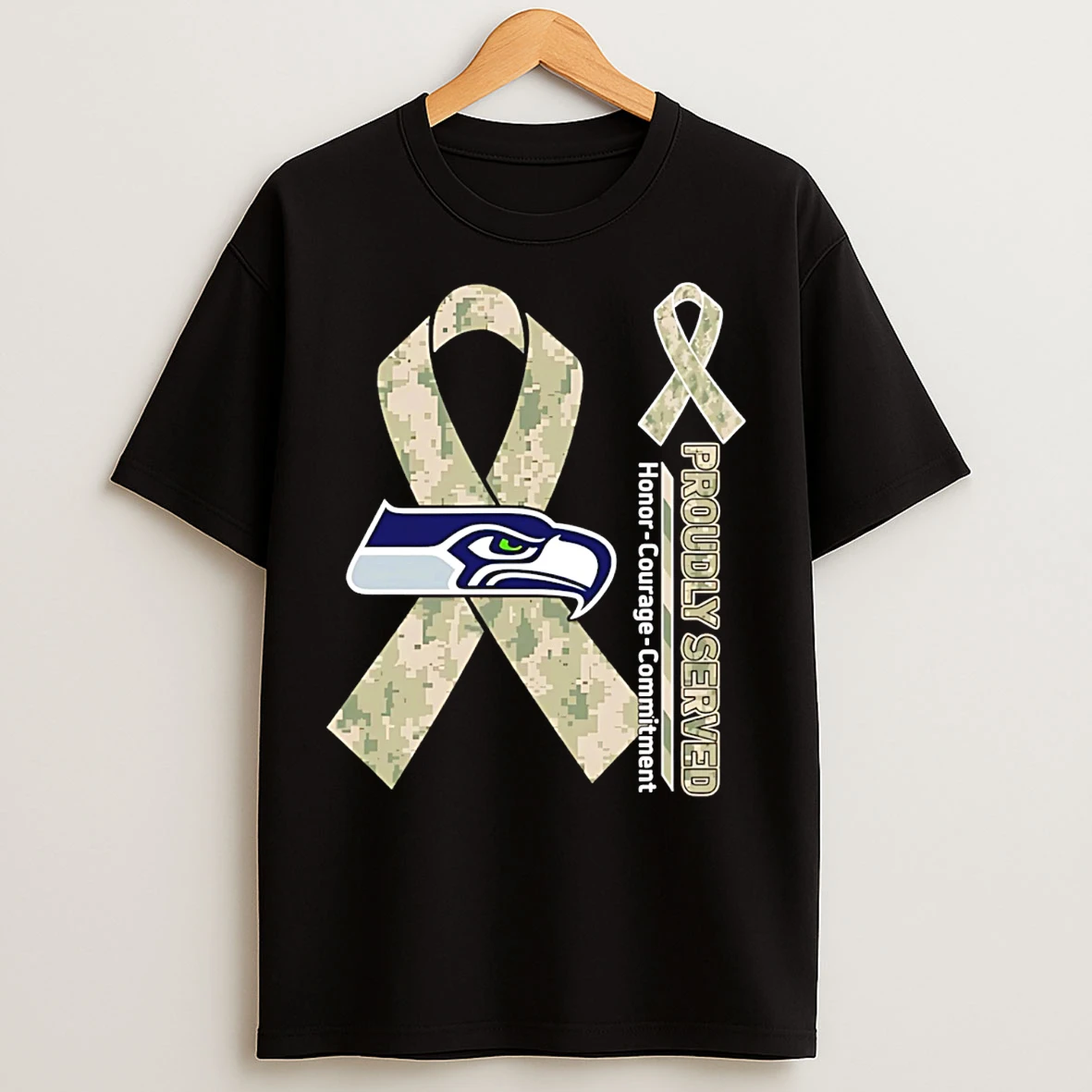Classic Seattle Seahawks Proudly Served Honor Courage Commitment T Shirts