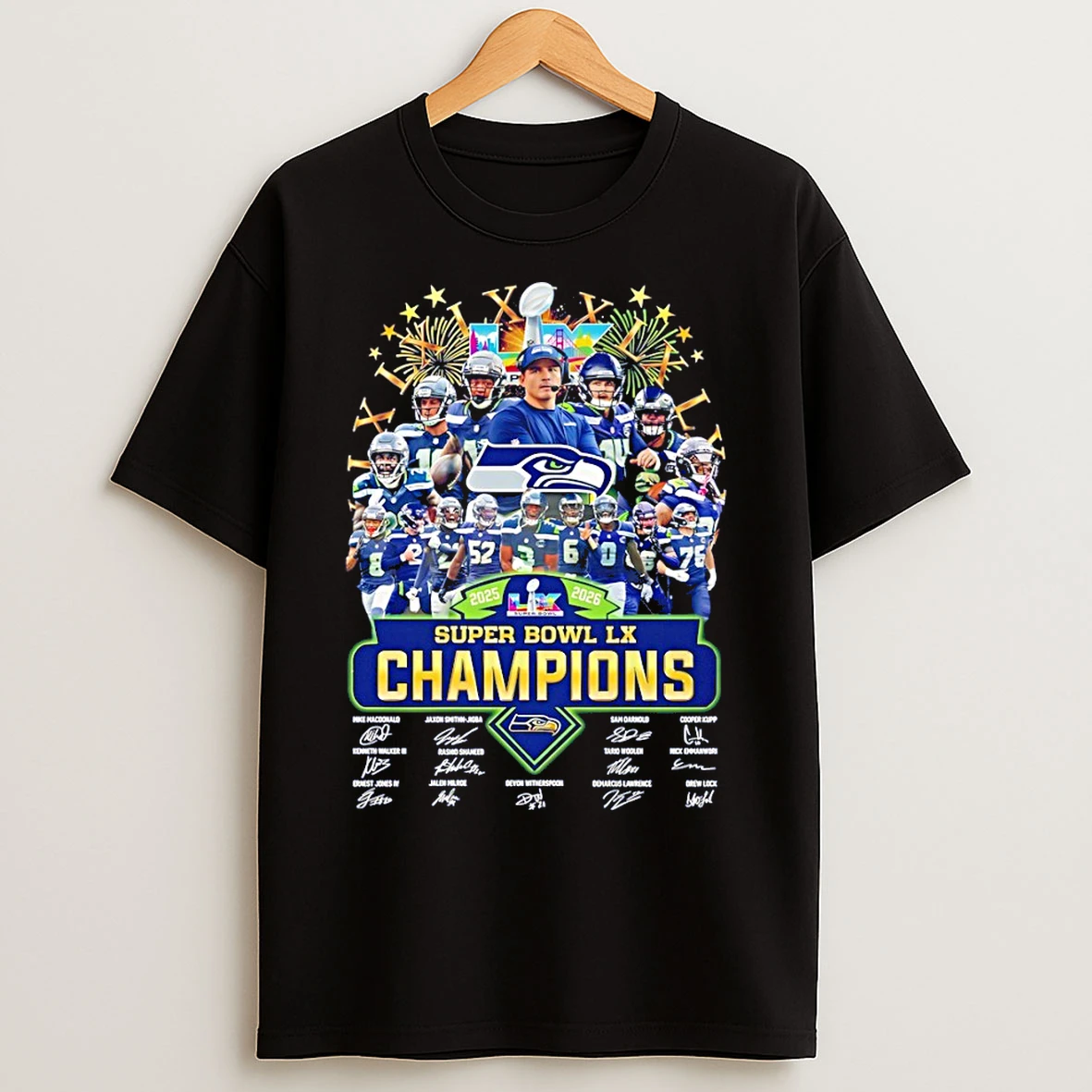 Classic Seattle Seahawks Super Bowl Lx Champions Signature Sports T Shirts