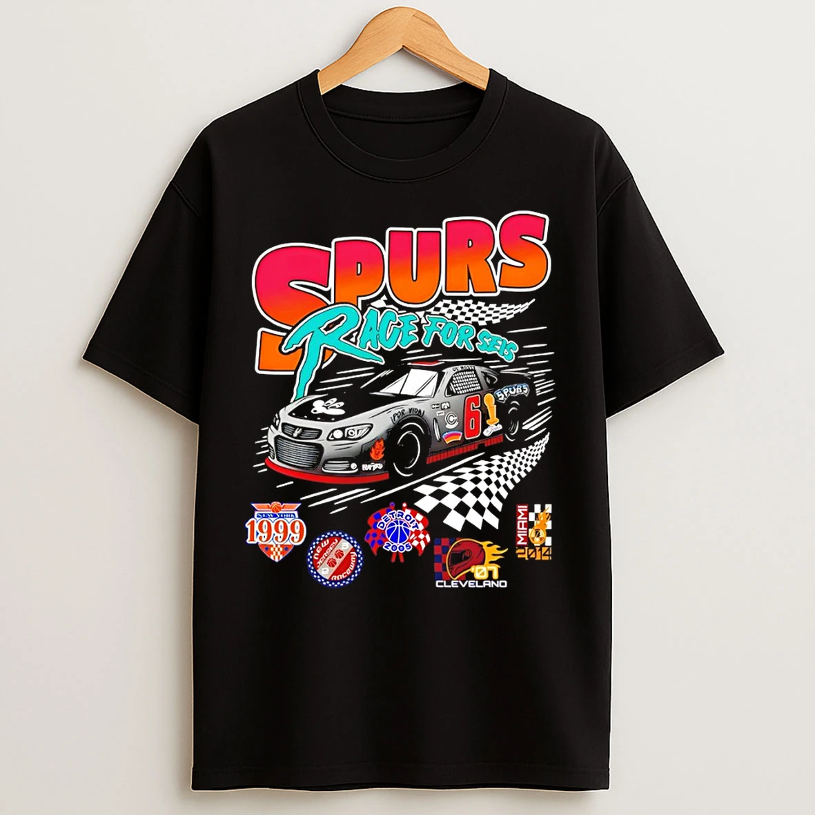Classic Spurs Race For Seis New York Detroit Cleveland And Miami Racing T Shirts