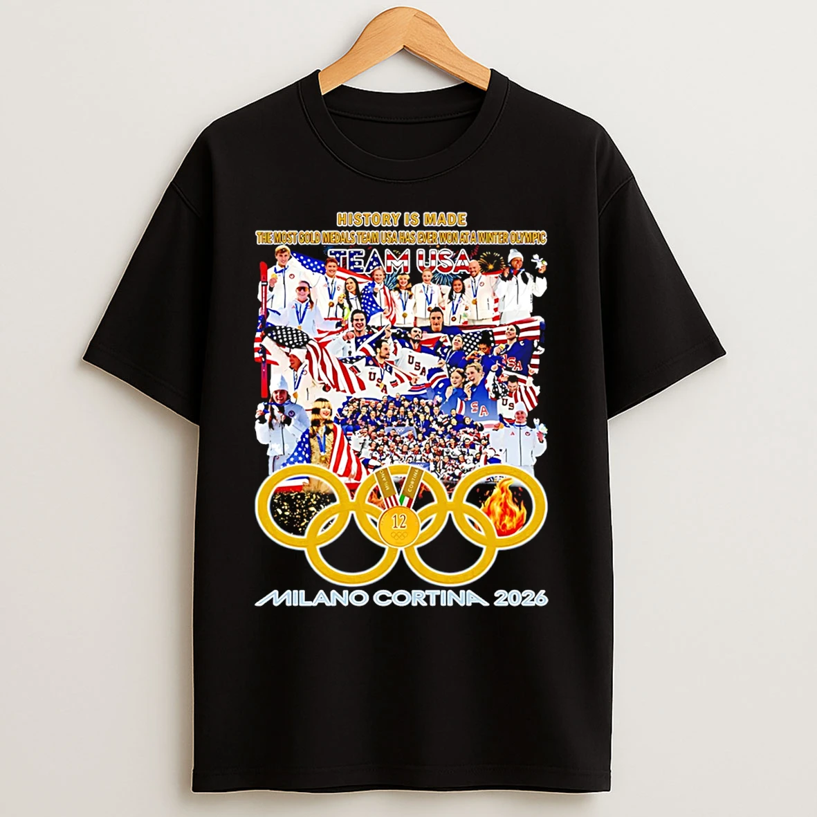 Classic Team Usa History Is Made Mens Womens Ice Hockey Olympic Champions 2026 T Shirts