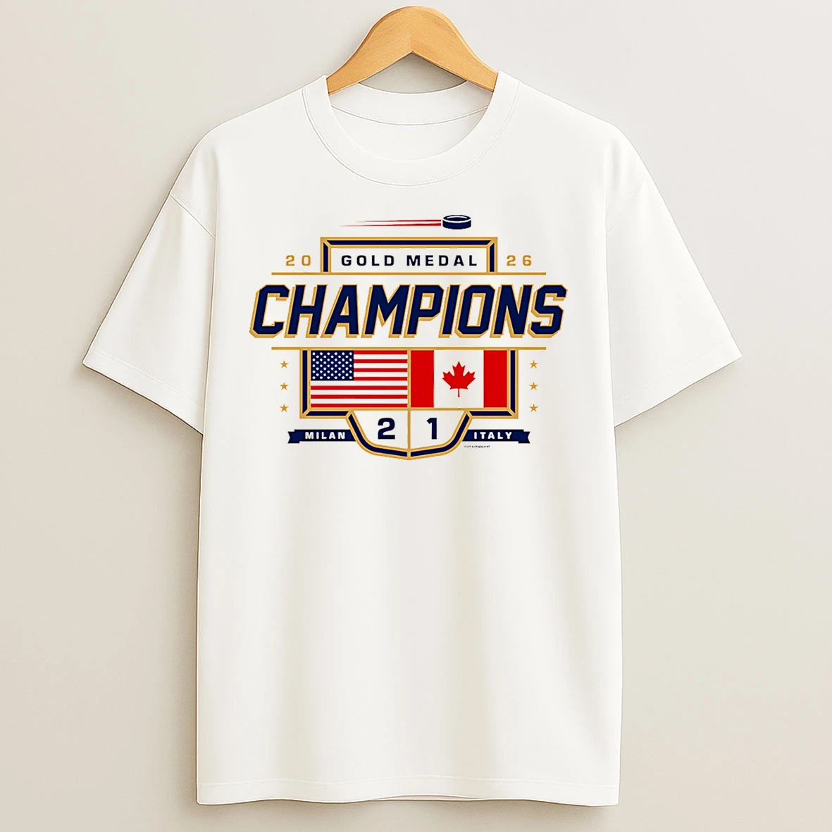 Classic Team Usa Hockey Gold Medal Champion 2 1 Score T Shirts