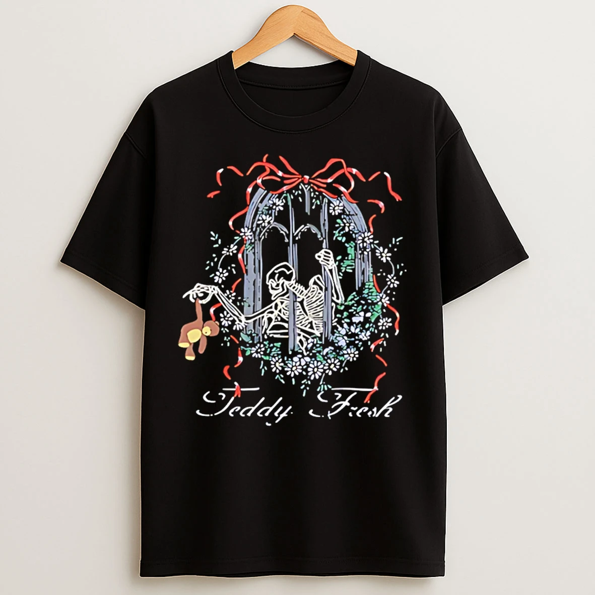 Classic Teddy Fresh Skeleton Gothic Window Graphic T Shirts
