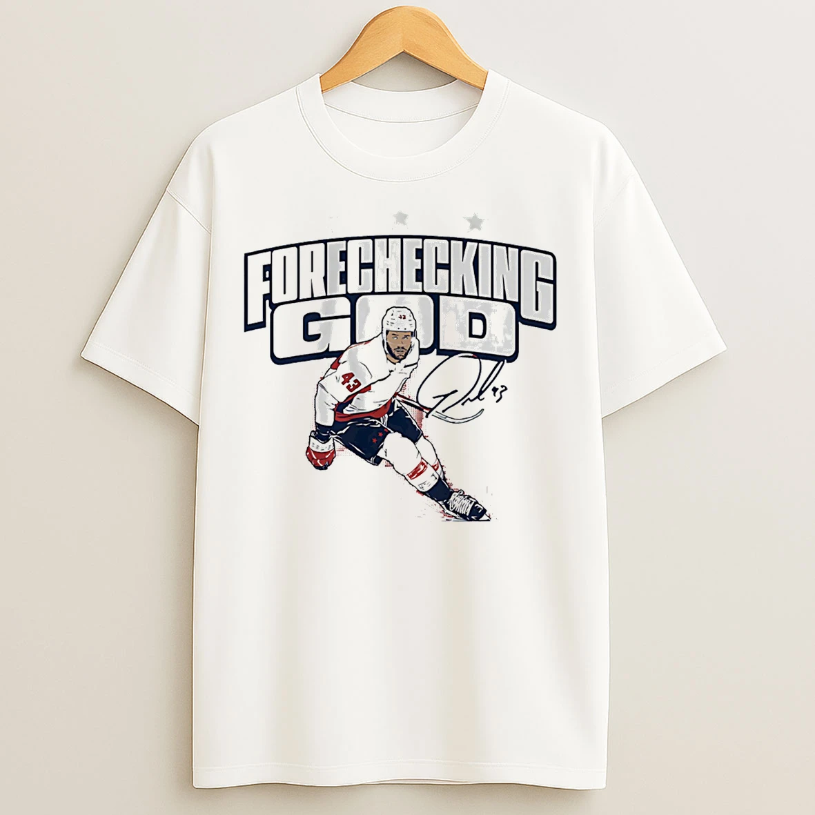 Classic Tom Wilson Washington Capitals Forechecking God Signature T Shirts