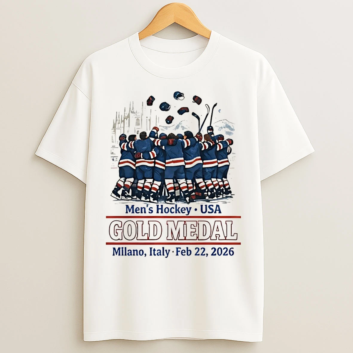 Classic Usa Gold Hockey Mens Hockey Usa Gold Medal Milano Italy Feb 2026 Championship Keepsake T Shirts