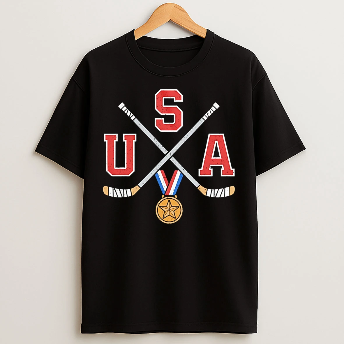 Classic Usa Golden Gold Cross Sticks Champion T Shirts