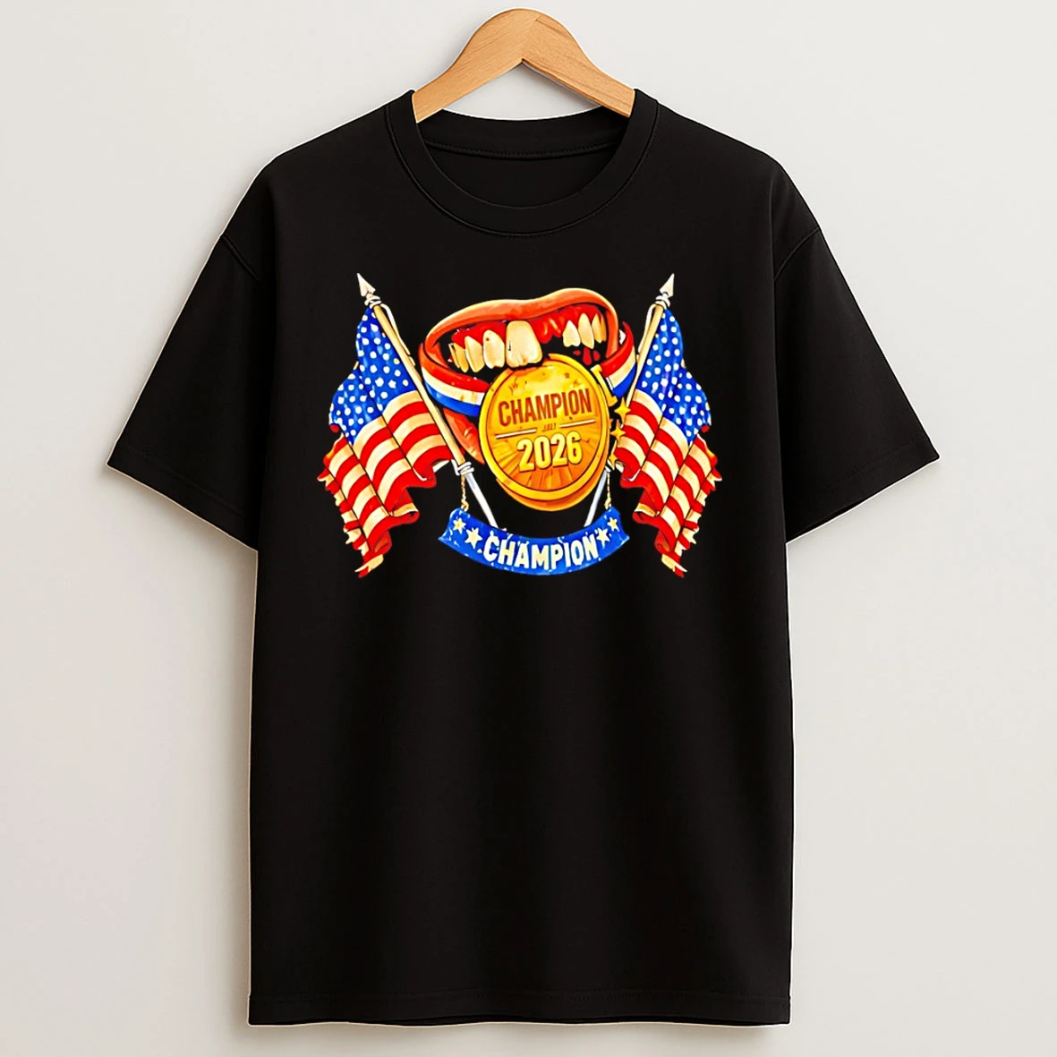 Classic Usa Hockey Champions 2026 Olympic Bite Gold Medal T Shirts