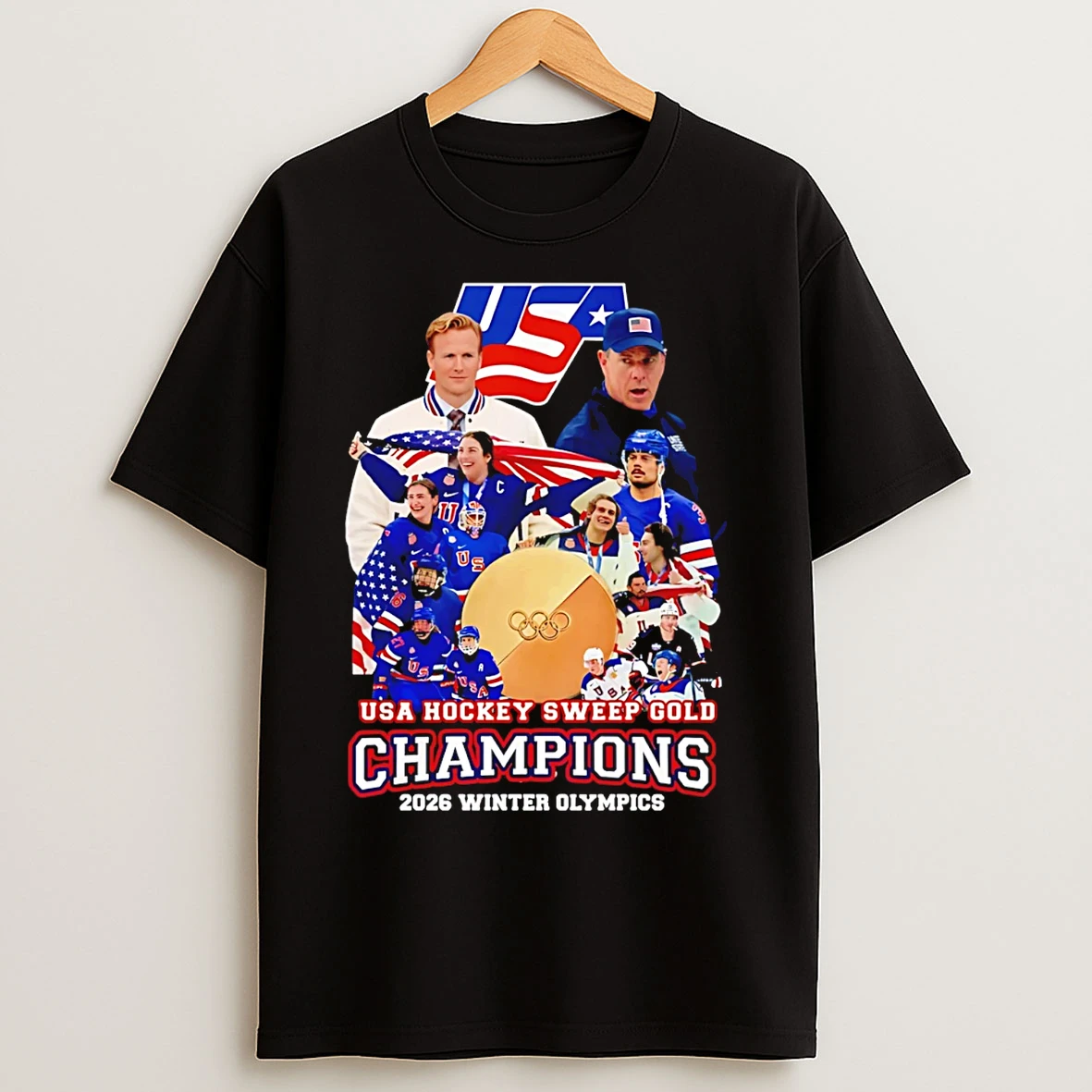 Classic Usa Hockey Sweep Gold Champions 2026 Winter Olympics T Shirts