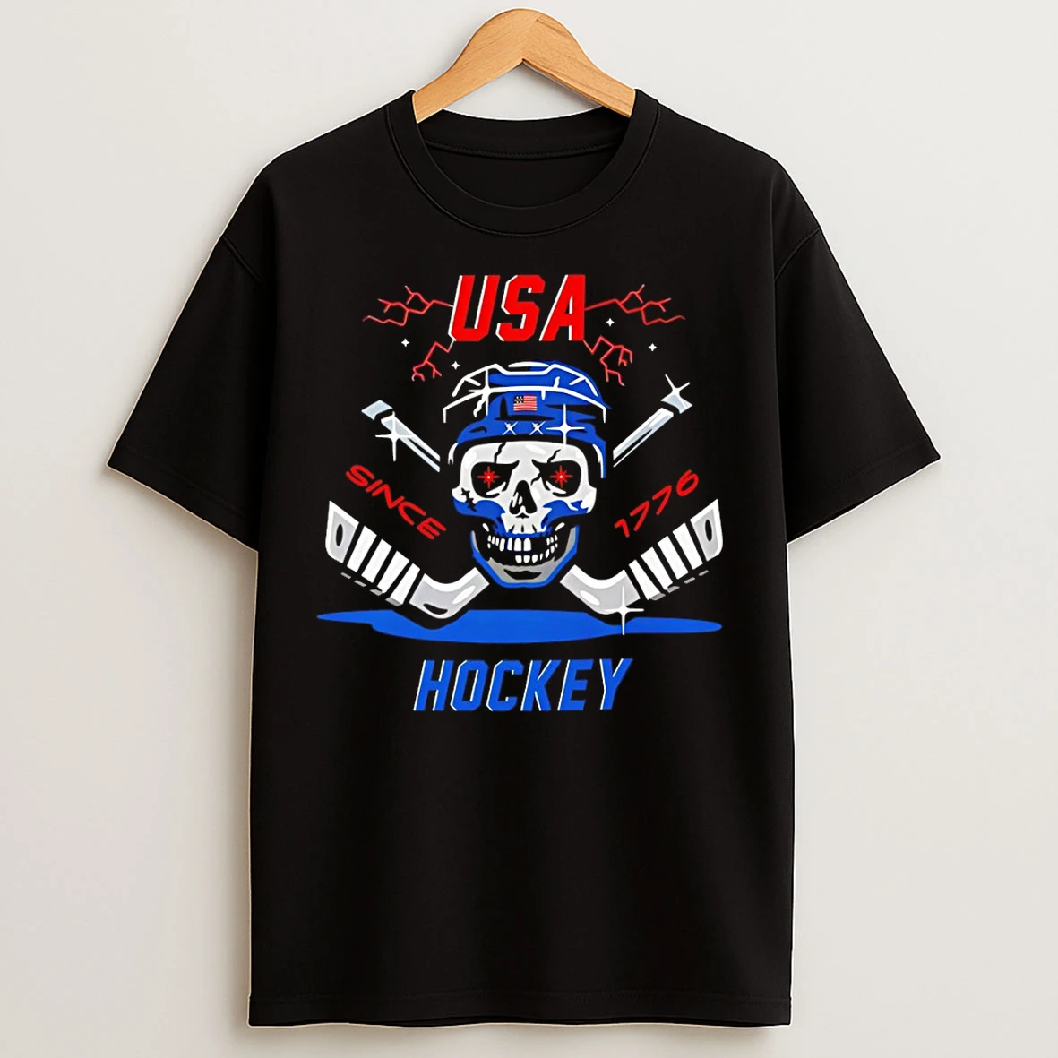 Classic Usa Hockey Skull Since 1776 Champions Olympic 2026 Vintage T Shirts