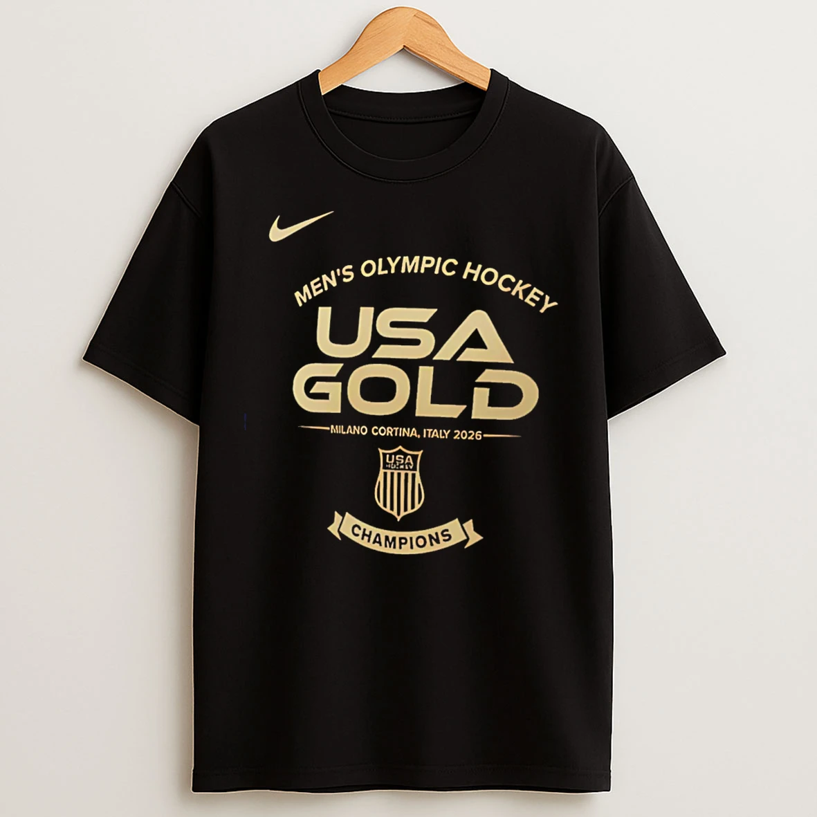 Classic Usa Mens Hockey 2026 Winter Olympics Gold Medal Core T Shirts