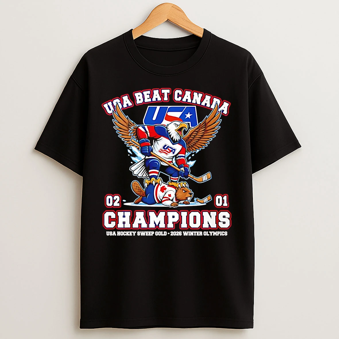 Classic Usa Beat Canada 2 1 Champions Usa Hockey Sweep Gold 2026 Winter Olympics T Shirts