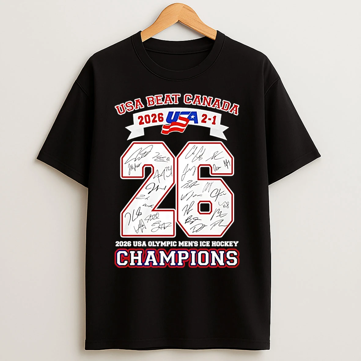 Classic Usa Beat Canada 2026 2 1 Usa Olympic Mens Ice Hockey Champions T Shirts