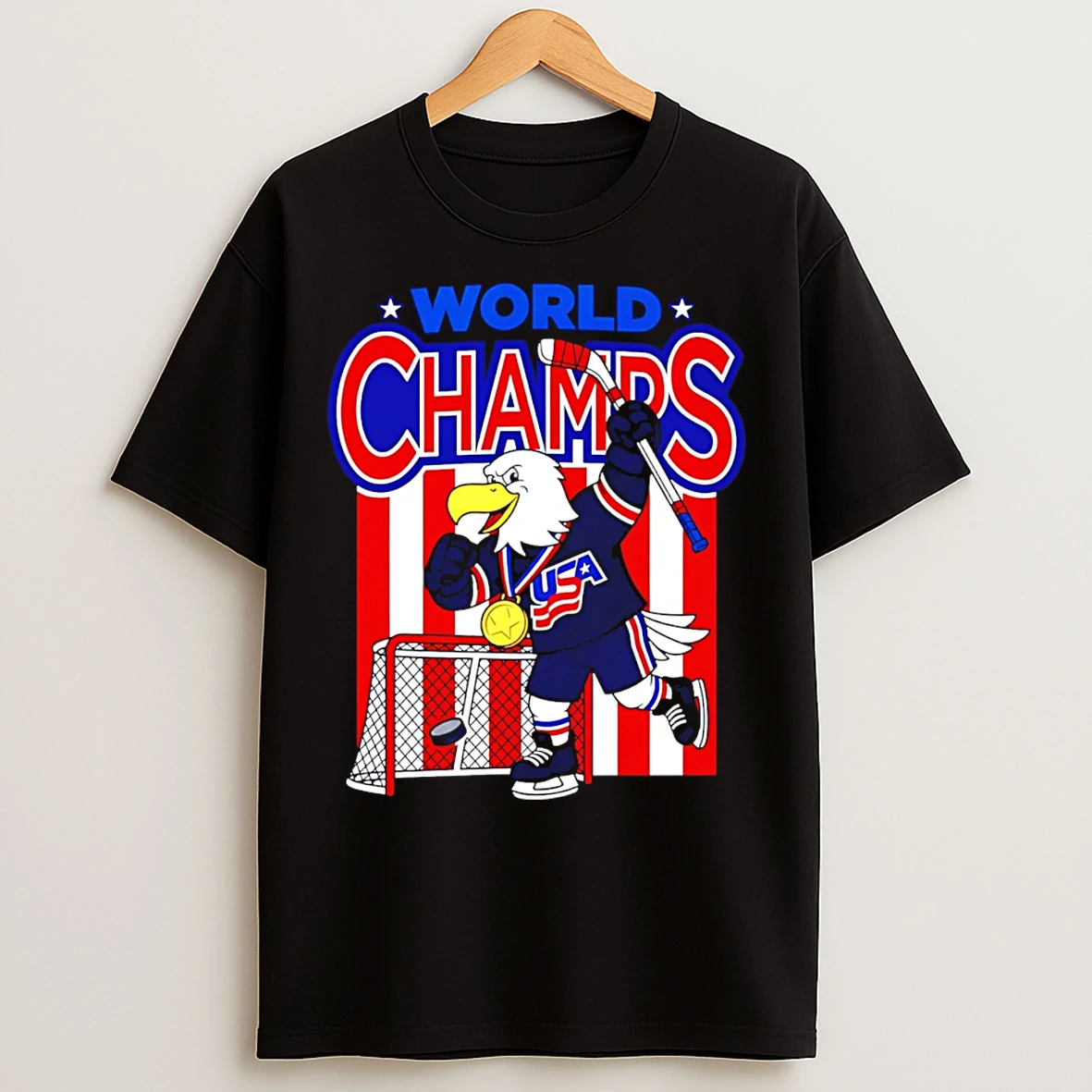 Classic Usa Hockey World Champs 2026 Mascot T Shirts