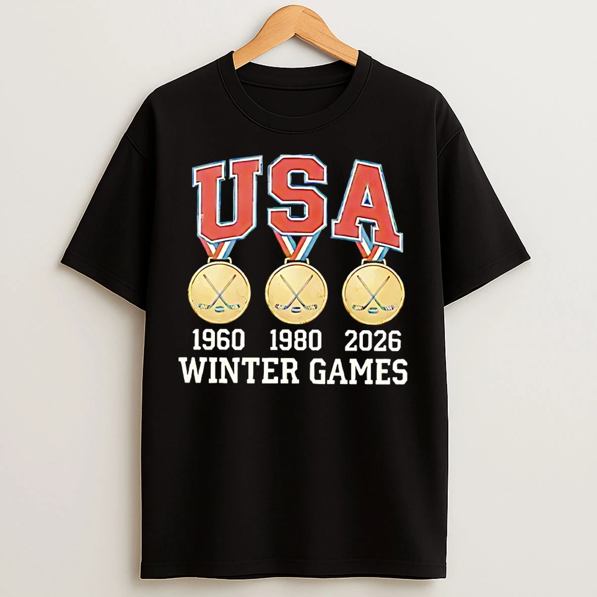 Classic Usa Hockey Miracle On Ice 1980 1960 2026 Gold Medals T Shirts