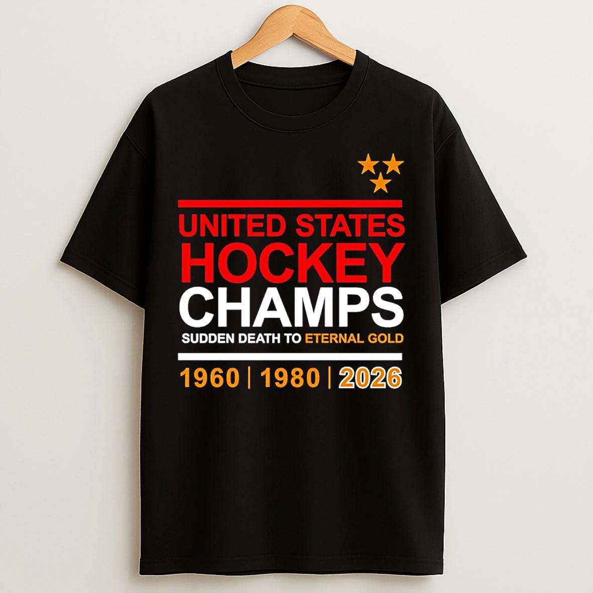 Classic United States Hockey Champs Sudden Death To Eternal Gold 3 Time T Shirts