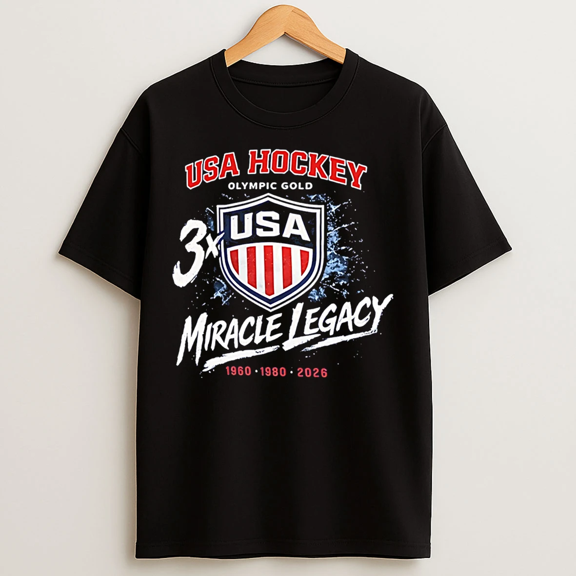 Classic Usa Hockey 3x Olympic Gold Miracle Legacy 60 80 26 T Shirts