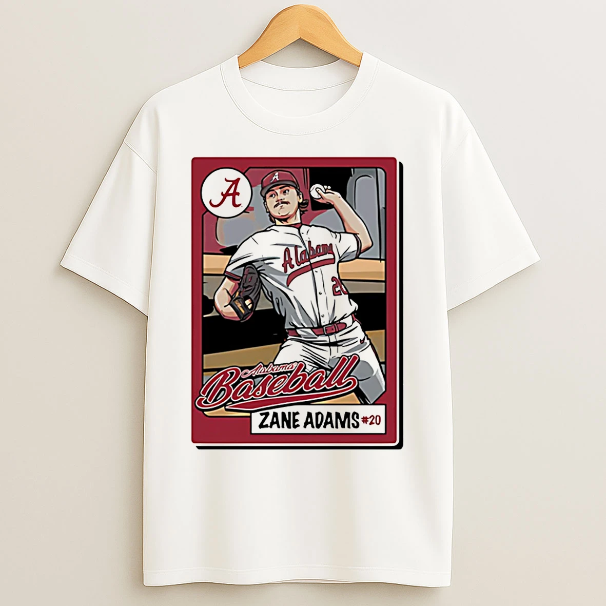 Classic Zane Adams Alabama Baseball Card Caricature T Shirts