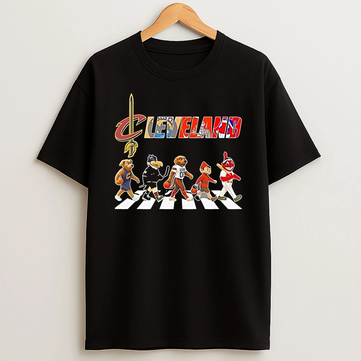 Cleveland Sports Mascot Walking Abbey Road Shirts