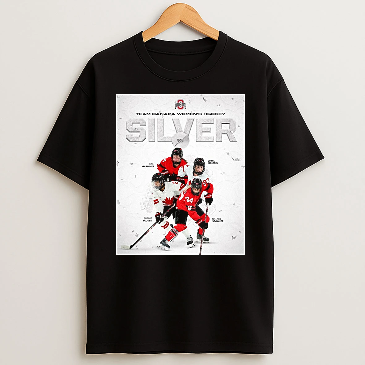 Congrats To Buckeyes Jenn Gardiner Sophie Jaques Emma Maltais And Natalie Spooner Silver Medal Hockey Shirts