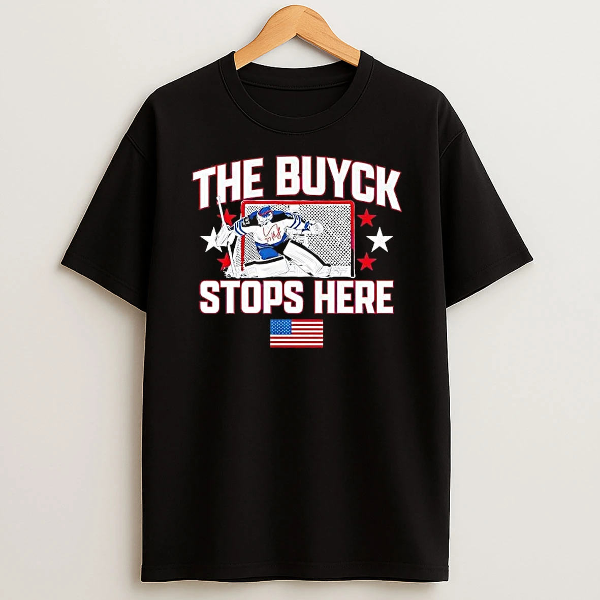 Connor Hellebuyck The Buyck Stops Here Us Flag Shirts