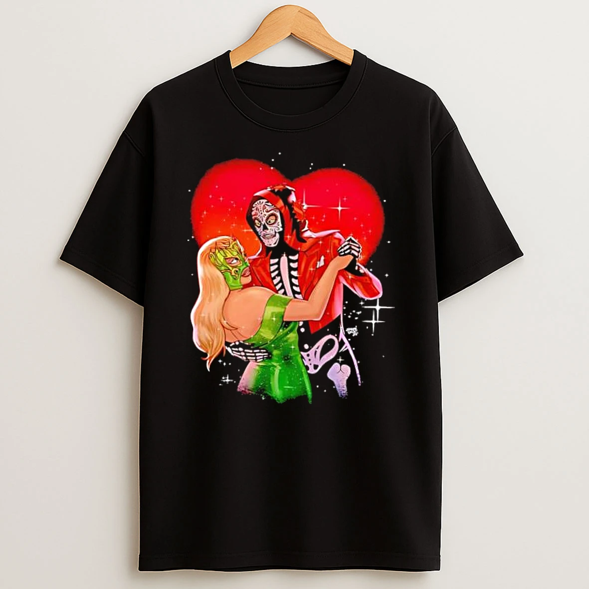 Contrallave X Spiderdave 2025 Skeleton And Masked Woman Dancing Love Shirts