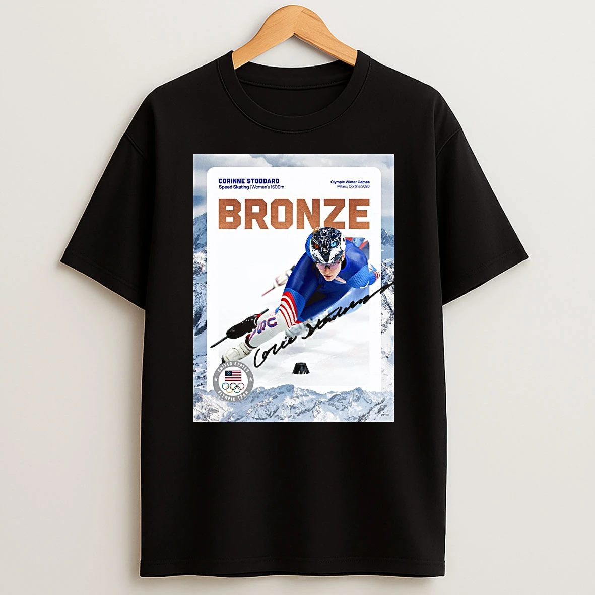 Corinne Stoddard Speed Skating Womens 1500m Bronze Medal Olympic Winter Games Milano Cortina 2026 Shirts