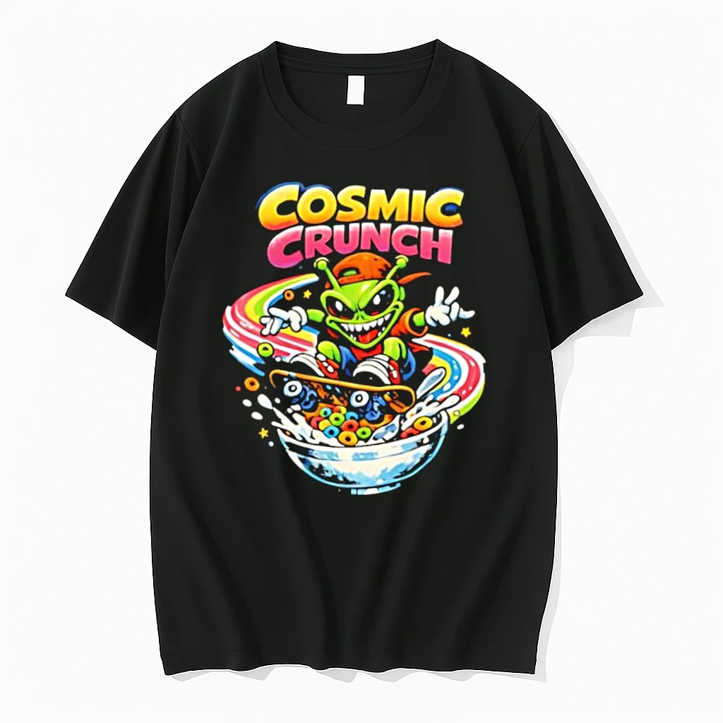 Cosmic Crunch Alien Skateboarding On A Rainbow Cereal Bowl Shirts