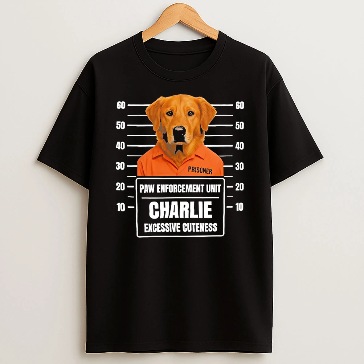 Custom Golden Retriever Mugshot Paw Enforcement Unit Charlie Shirts