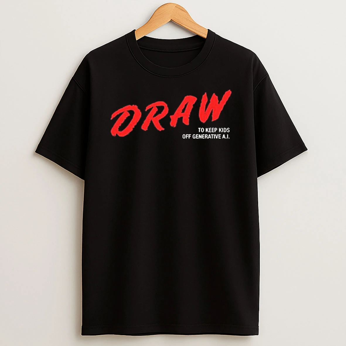 Daron Nefcy Wearing Draw To Keep Kids Off Generative Ai Shirts