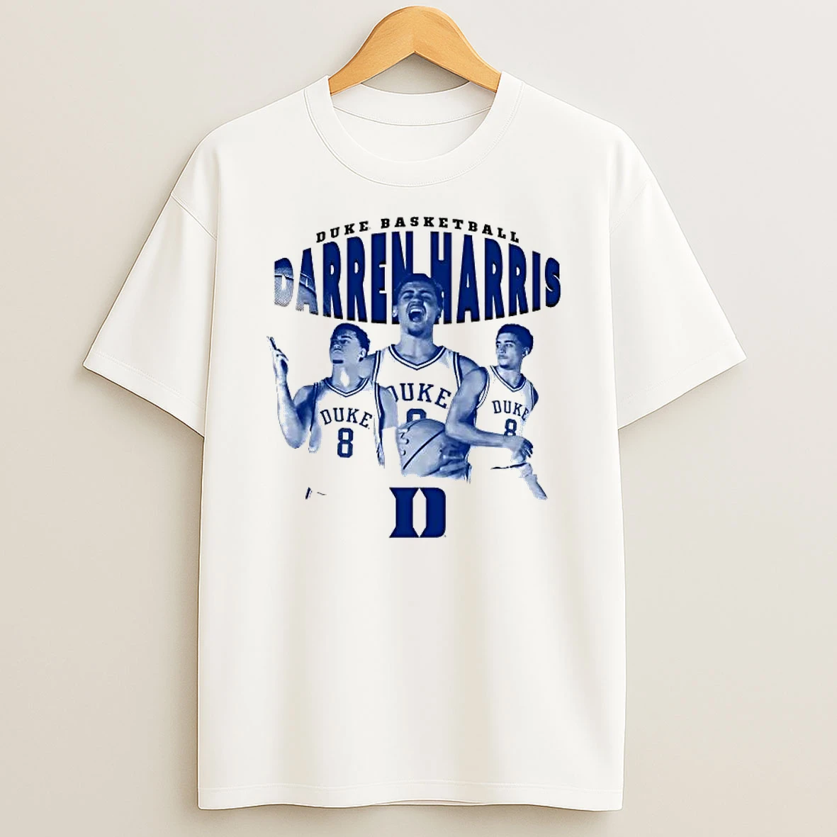 Darren Harris 90s Picture Collage Duke Blue Mens Basketball Tee Shirts