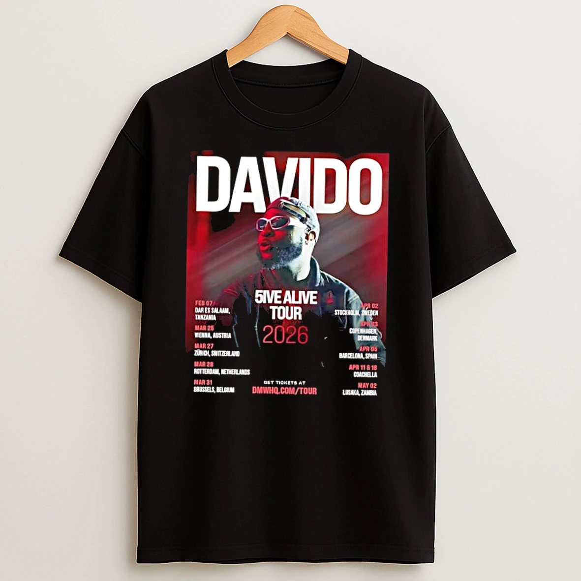 Davido 5ive Alive Tour 2026 Concert Dates Music Fan Shirts