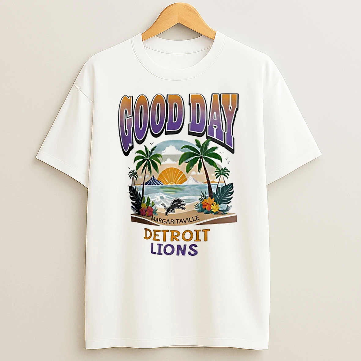 Detroit Lions Margaritaville Light Blue Good Day Shirts