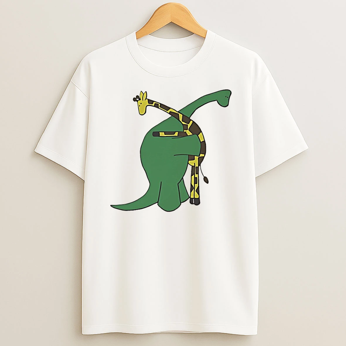Dinosaur Hugging A Giraffe Shirts