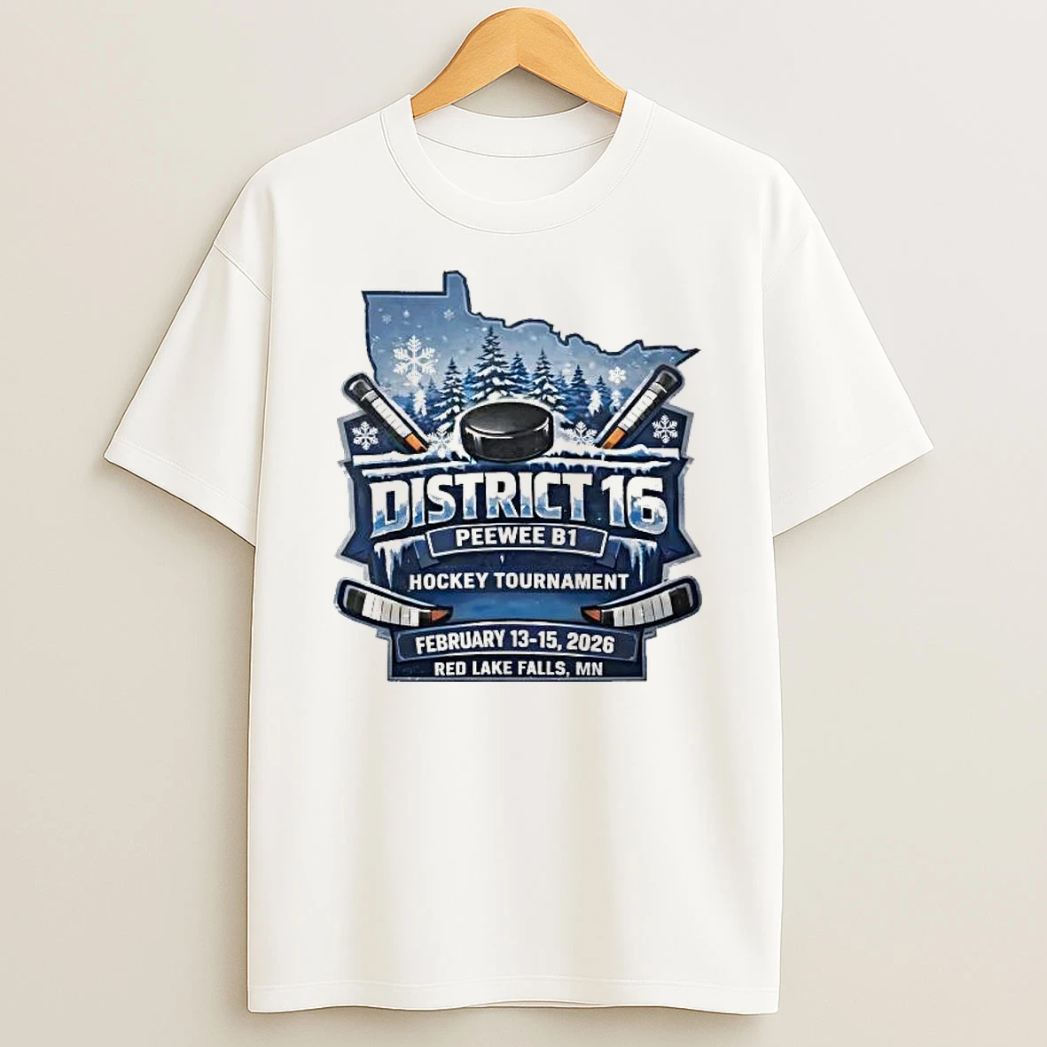 District 16 Peewee B1 Hockey Tournament Red Lake Falls Minnesota Shirts