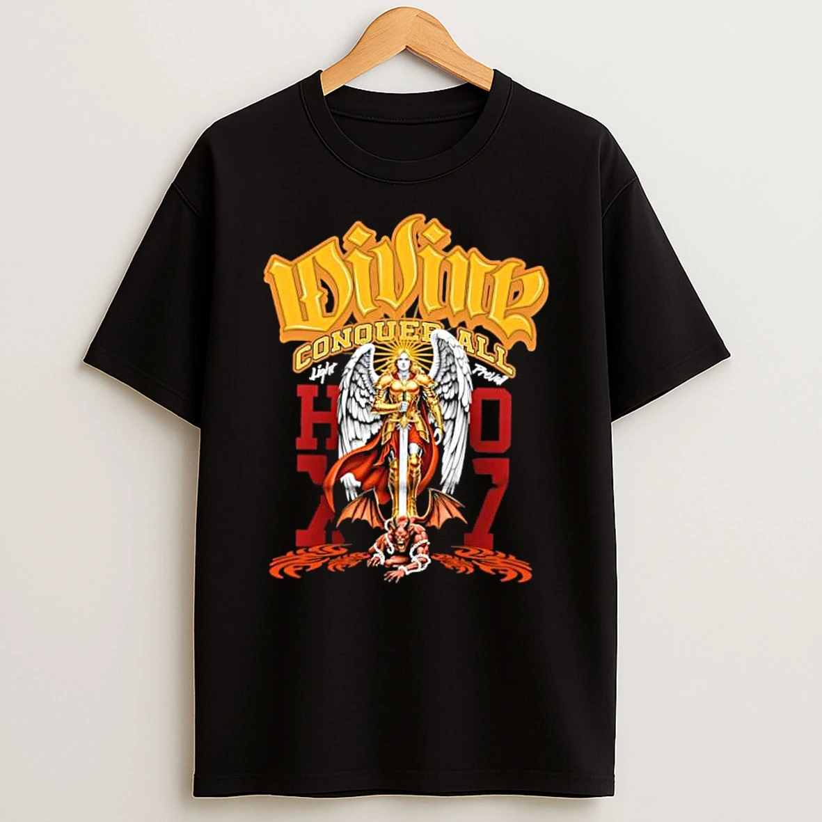 Divine Conquer All Angel Warrior Defeating Demon Underworld Shirts